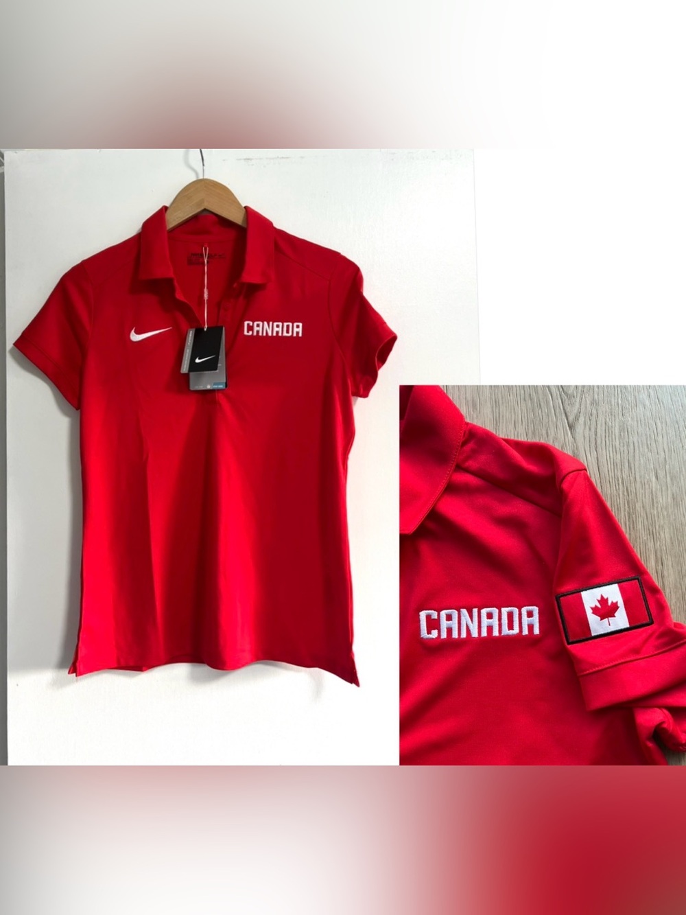 Nike Goft Women Dri-fit Red Polo shirt Sz M